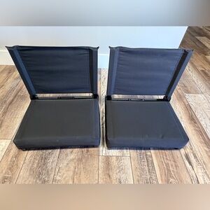 Set of 2 lightweight, portable stadium chairs with ultra padded seats